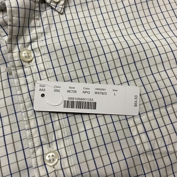 J. Crew Regular Fit White Blue Gray Button Front Cotton Long Sleeve Shirt NWT L - Picture 6 of 9